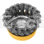 Щетка для УШМ Denzel 75 мм, М14, чашка, крученая нержавеющая проволока 0,5 мм, фото4