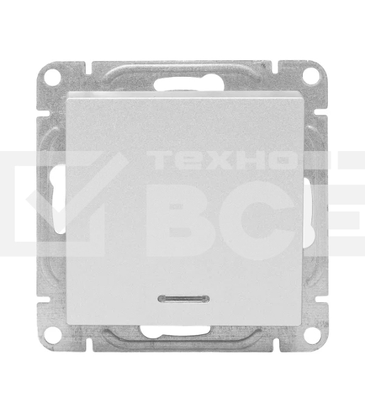 Механизм выключателя EKF UP1-SWA-14 одноклавишный, с подсветкой, алюминий Эпика