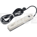 Сетевой фильтр Powercom SP-01 USB2A1CW 3,0М 3.0 м, 4 розетки, белый/серый, коробка, фото3