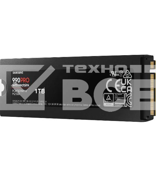 Накопитель SSD Samsung 990 PRO, 1000GB, PCIe 4.0 x4, M.2 2280, NVMe, R/W 7450/6900, с радиатором