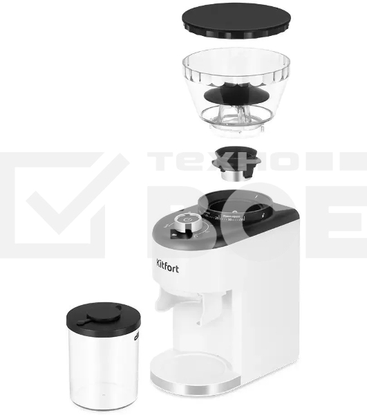 Кофемолка Kitfort КТ-7205 200 Вт, жернова, 250гр, белый/черный