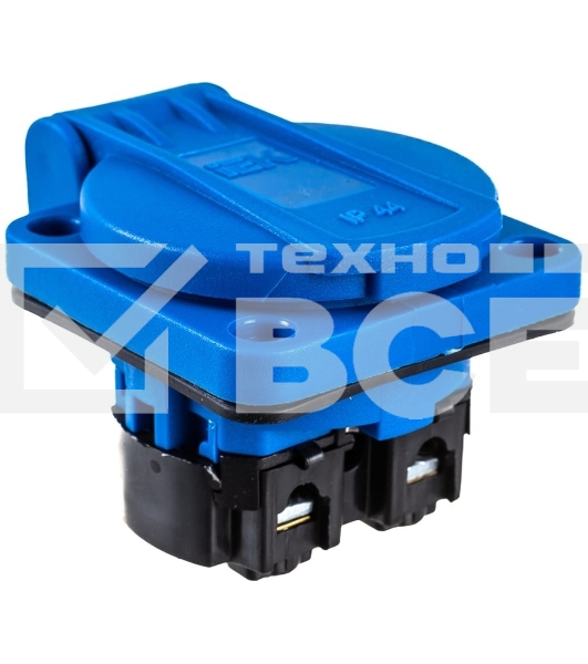 Розетка панельная IEK MAGNUM PSN71-016-3-2-44-K07 2P+PE 16А IP44 РП11-3 с защ. крышкой с заземл. син.