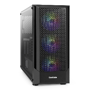 Компьютерный корпус Miditower ExeGate EVO-8227-EVO800 (ATX, БП EVO800RGb с вент. 12 см, 2*USB+1*USB 3.0+HD Audio, черный, 3 вент. RGb, закаленное стекло)