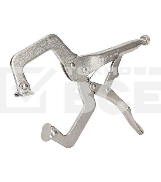 Зажимные клещи С-образные с фиксатором Deli DL20011 Рабочий ход 78 мм. Материал высокоуглеродистая сталь CrMo. Регулировочный винт. Быстросъемная ручка.