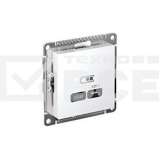 Розетка USB SE тип-C 65W высокоскор. заряд. QC, PD, мех. AtlasDesign белый