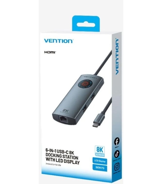 USB-концентратор Vention TQZHB, USB Type-C, USB/HDMI/RJ-45/USB Type-C, USB Type-C