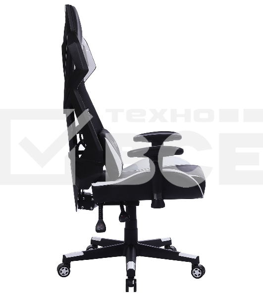 Кресло игровое Cactus CS-CHR-090BLW черный/белый, сиденье черный/белый, эко.кожа, крестовина пластик, пластик черный/белый