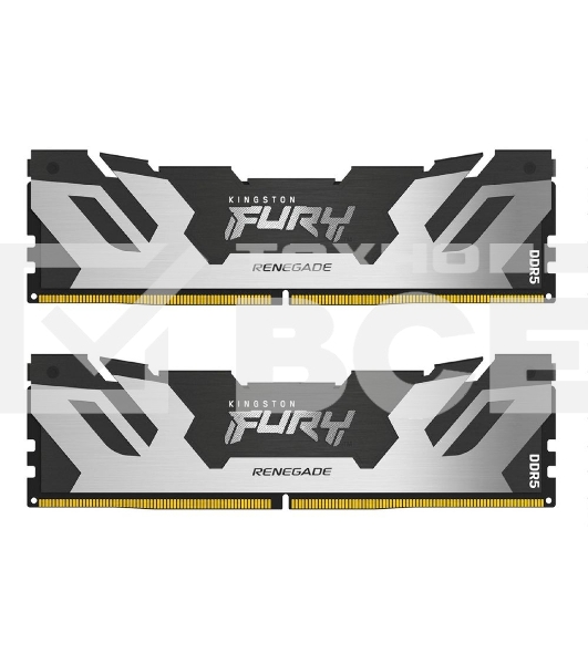 Оперативная память Kingston Fury Renegade, DDR5, 48GB (2x24GB), 7200MHz, CL38, с радиатором, серебристый/чёрный