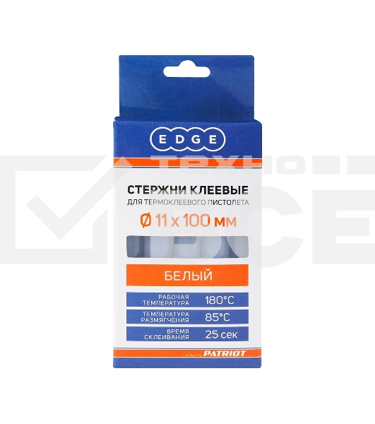 Стержни клеевые EDGE by PATRIOT 11x100 мм белые, упаковка 10 шт