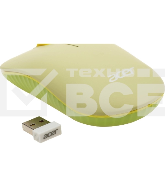 Клавиатура + мышь Acer OCC205 беспроводной USB, 1200 dpi, зеленый/желтый