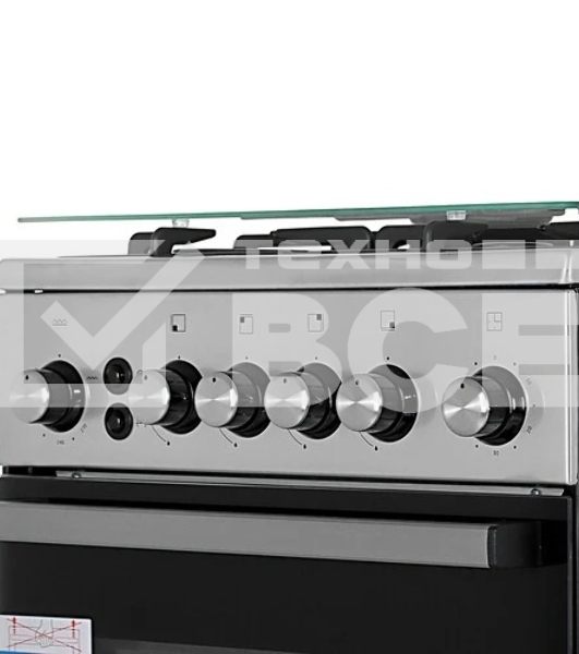 Плита газовая De Luxe 5040.40Г (кр) ЧР-010 серебристый, конфорок 4 шт, духовка 46 л, 50 см x 85 см x 50 см