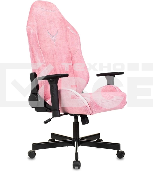 Кресло игровое Knight N1 Fabric розовый Velvet 36 с подголов. крестовина металл