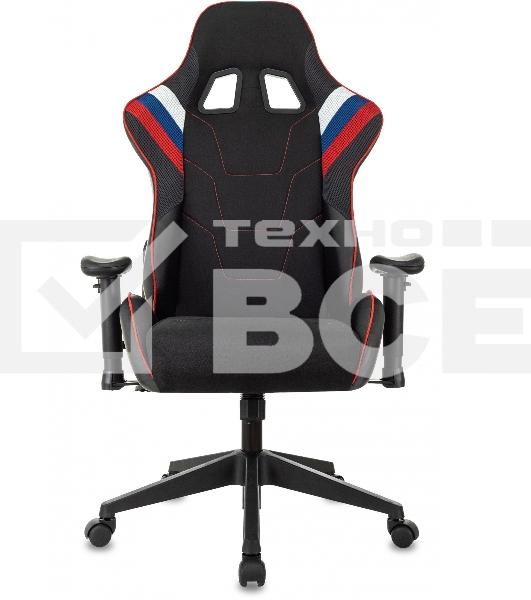 Кресло игровое Бюрократ VIKING 4 AERO RUS белый/синий/красный/черный, искусст. кожа/ткань, две подушки