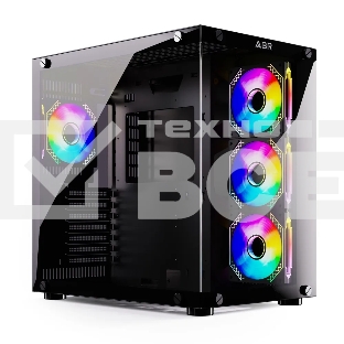 Компьютерный корпус ABR Sea View Black (1*USB Type-C, 2*USB 2.0, HD Audio, 4xRGB Fan, ATX, Micro-ATX)