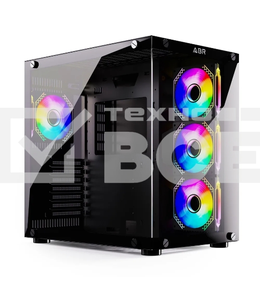 Компьютерный корпус ABR Sea View Black (1*USB Type-C, 2*USB 2.0, HD Audio, 4xRGB Fan, ATX, Micro-ATX)