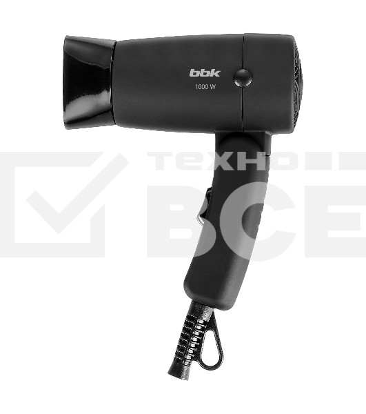Фен BBK BHD0801 черный, 1000 Вт, компактный