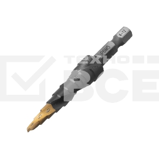 Сверло ступенчатое Denzel 4-5-6-7-8-9-10-11-12 мм, Р6М5, 6-гр. хвостовик 723602