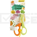 Ножницы Silwerhof детские 130мм ручки пластиковые асимметричные пластик салатовый/оранжевый, фото 1