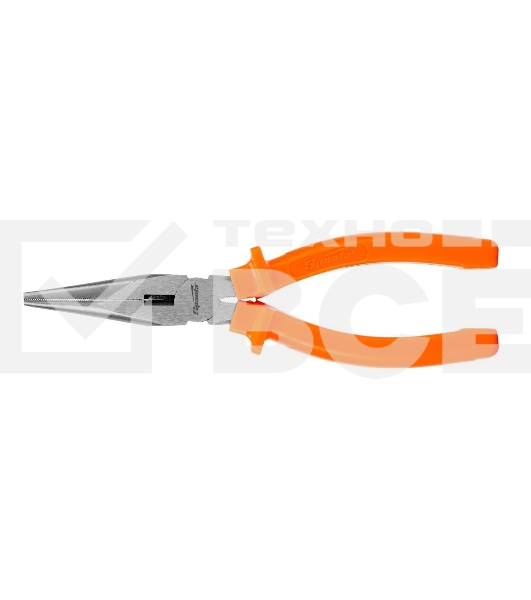 Длинногубцы Sparta Classic, 180 мм, прямые шлифованные, пластмассовые рукоятки