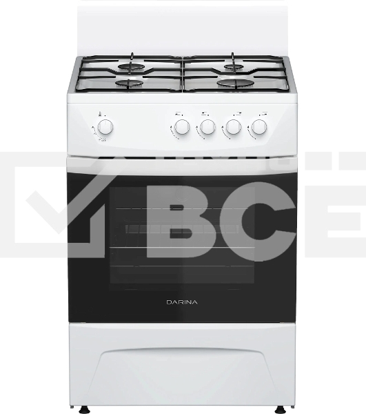 Плита газовая Darina C 1001 W белый/черный, конфорок 4 шт, духовка 50 л, 60 см x 85 см x 60 см