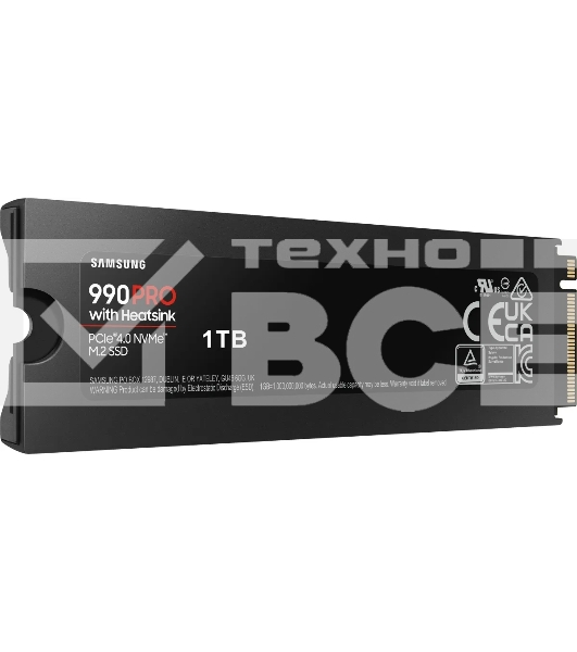 Накопитель SSD Samsung 990 PRO, 1000GB, PCIe 4.0 x4, M.2 2280, NVMe, R/W 7450/6900, с радиатором