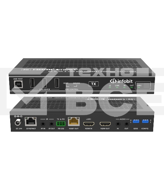 Удлинитель сигнала HDMI, USB Infobit iTrans E90U8K разрешение 8К/30, USB 2.0 до 90 метров, eARC