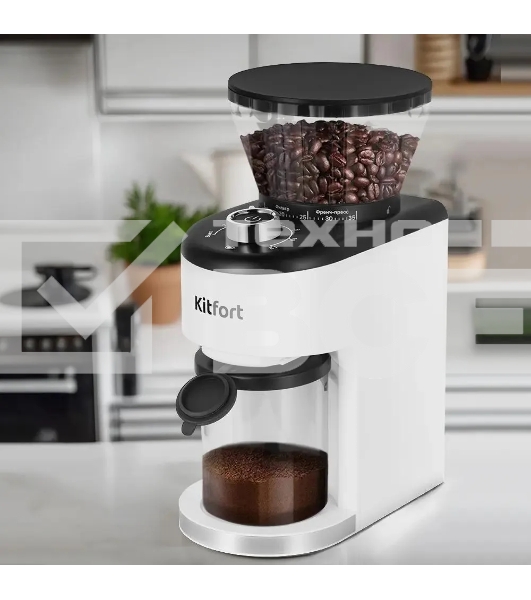 Кофемолка Kitfort КТ-7205 200 Вт, жернова, 250гр, белый/черный