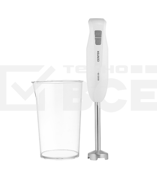 Блендер Centek CT-1344 (белый)  600Вт, турбо режим, специальная заточка лезвий, стакан 600мл