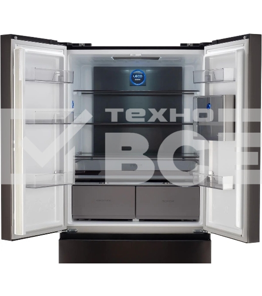 Холодильник Hyundai CM55043F черная сталь трехкамерный 354/186л морозилка снизу, No Frost, Side by Side