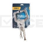 Зажимные клещи С-образные с фиксатором Deli DL20011 Рабочий ход 78 мм. Материал высокоуглеродистая сталь CrMo. Регулировочный винт. Быстросъемная ручка., фото4