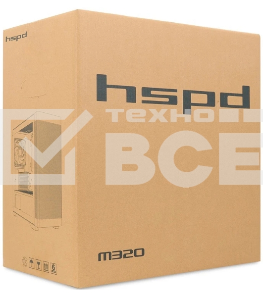 Компьютерный корпус без блока питания HSPD M320, Mesh Mini-tower, черный, slide TG, 0.45 SPCC, 2x140мм ARGb+1x120мм ARGb mATX, mITX 160/340/184мм 2x2.5