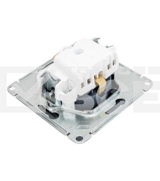 Механизм розетки 1-м СП AtlasDesign 16А IP20 с заземл. защ. шторки с крышкой грифель