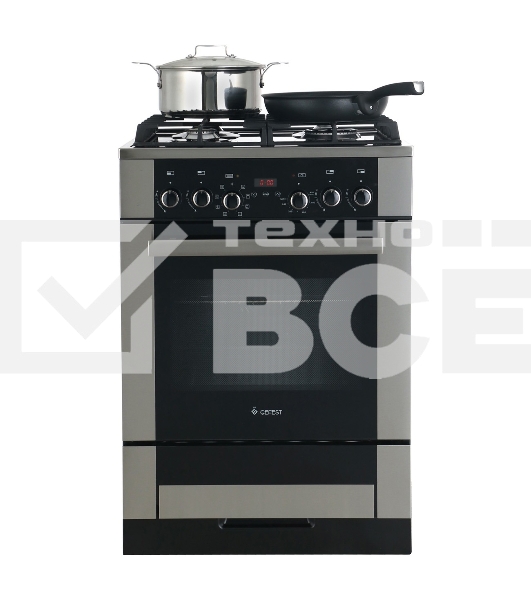 Плита комбинированная Gefest ПГЭ 6502-03 0284 черный, конфорок 4 газовых, духовка 55 л, 60 см x 85 см x 60 см