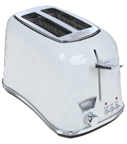 Тостер DeLonghi CTJ 2103 W белый, 900 Вт, 2 слота