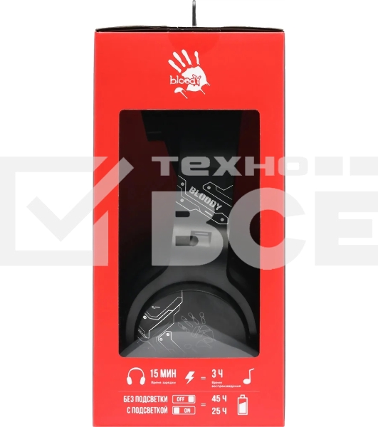 Наушники с микрофоном A4Tech Bloody GR370 черный мониторные BT оголовье (GR370)