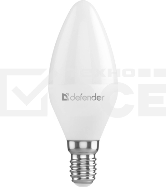 Лампа светодиодная Defender C37-10W-865-E14 свеча, 6500 К, холодный дневной, 1 шт.
