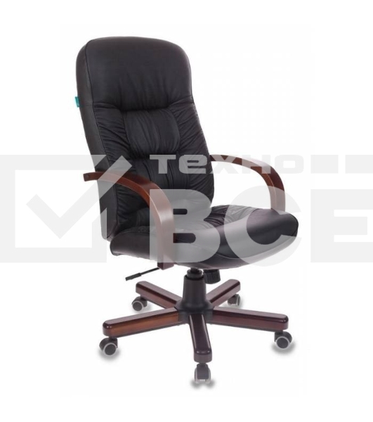 Кресло руководителя Бюрократ T-9908/WALNUT черный, кожа, крестовина металл