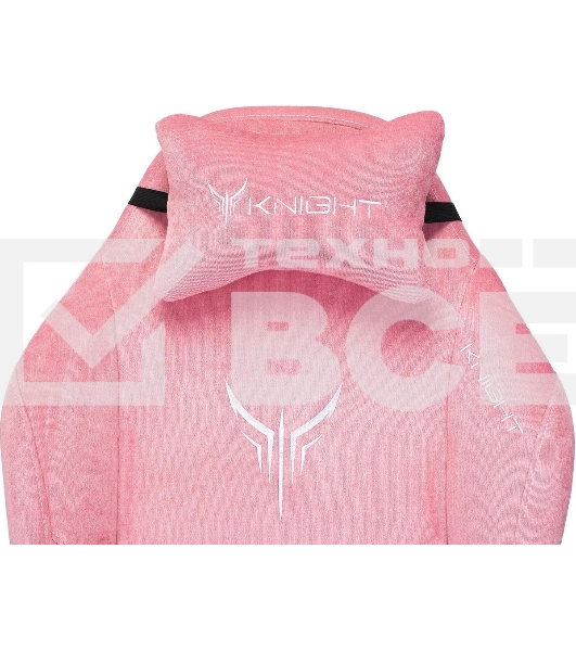 Кресло игровое Knight N1 Fabric розовый Velvet 36 с подголов. крестовина металл