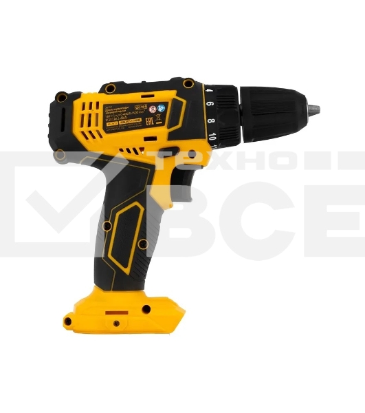 Дрель-шуруповерт Denzel CDL-18-0, Аккумуляторная, 18В, Без АКБ и ЗУ