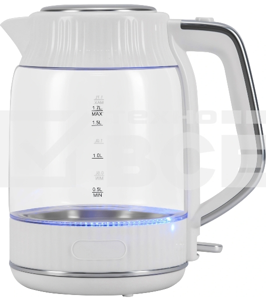 Чайник электрический Vitek VT-WK1059 1.7л. 2200Вт белый корпус: стекло/пластик