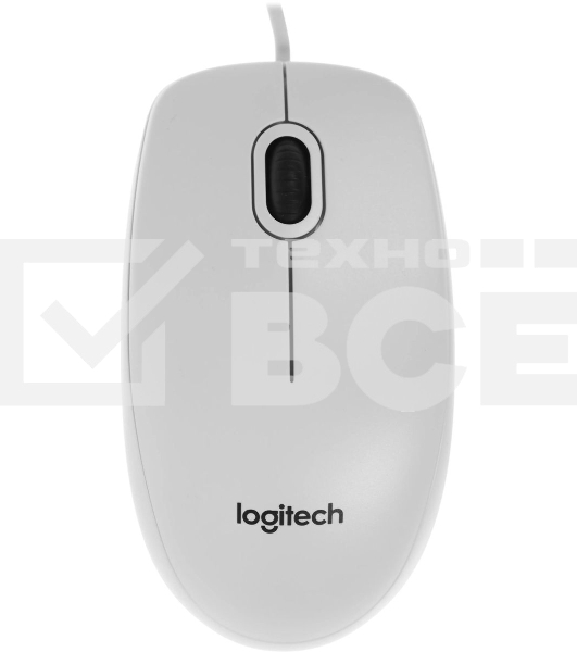 Мышь проводная Logitech B100 белый, 1000 dpi, USB, кнопки - 3