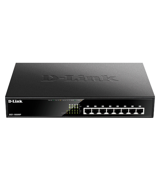 Коммутатор D-Link DL-DGS-1008MP/B1A, 8×1 Гбит/с, неуправляемый