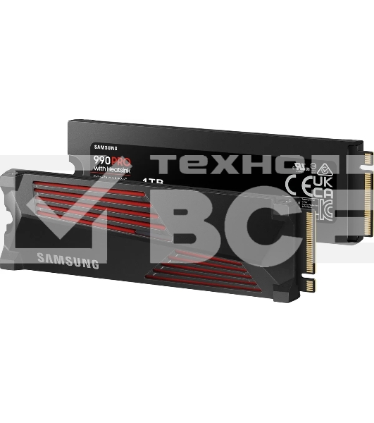 Накопитель SSD Samsung 990 PRO, 1000GB, PCIe 4.0 x4, M.2 2280, NVMe, R/W 7450/6900, с радиатором