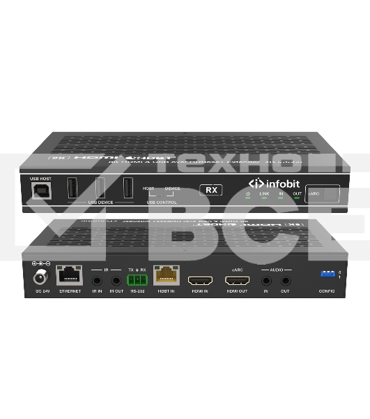 Удлинитель сигнала HDMI, USB Infobit iTrans E90U8K разрешение 8К/30, USB 2.0 до 90 метров, eARC