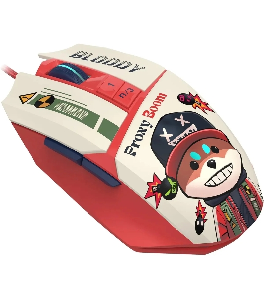 Мышь проводная A4Tech Bloody W63 Max Proxy Boom бежевый/красный, 12000 dpi, USB, кнопки - 9