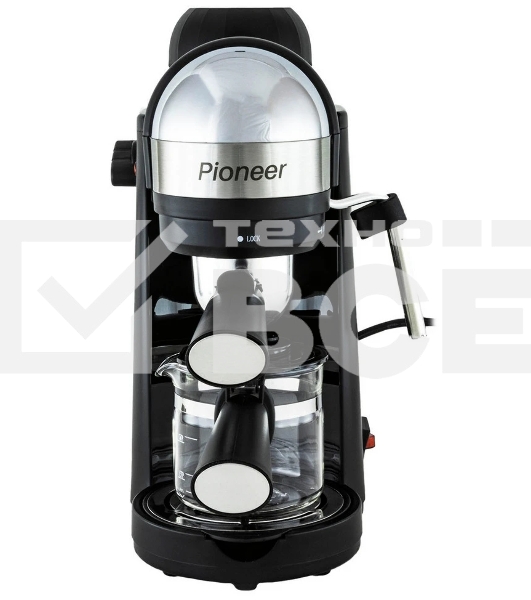 Кофеварка рожковая Pioneer CM106P черный, исп. кофе - молотый, 0.24 л, 800 Вт, 3.5 Бар.
