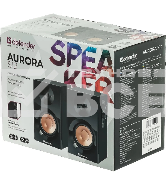 Колонки Defender AURORA S12 2.0, Актив.колонки 2x6 W (RMS),100 Гц - 20 кГц