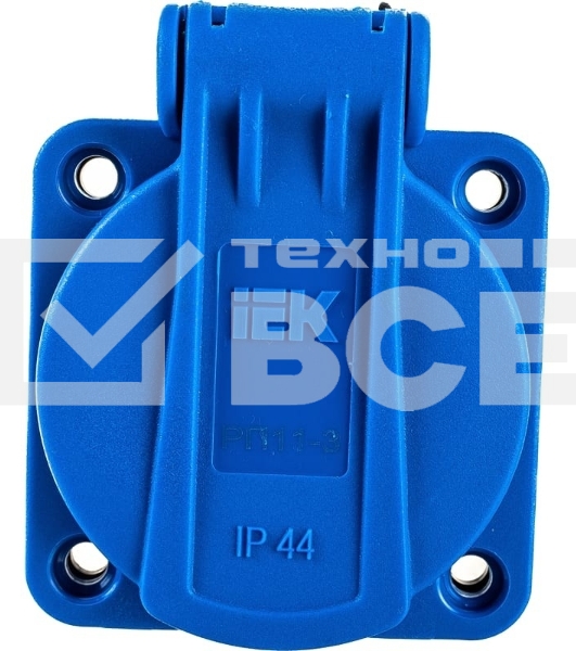 Розетка панельная IEK MAGNUM PSN71-016-3-2-44-K07 2P+PE 16А IP44 РП11-3 с защ. крышкой с заземл. син.