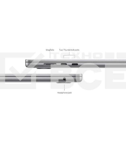 Ноутбук Apple MacBook Air A3114 серый космос M3 8 core 16Gb SSD256Gb/10 core GPU 15.3