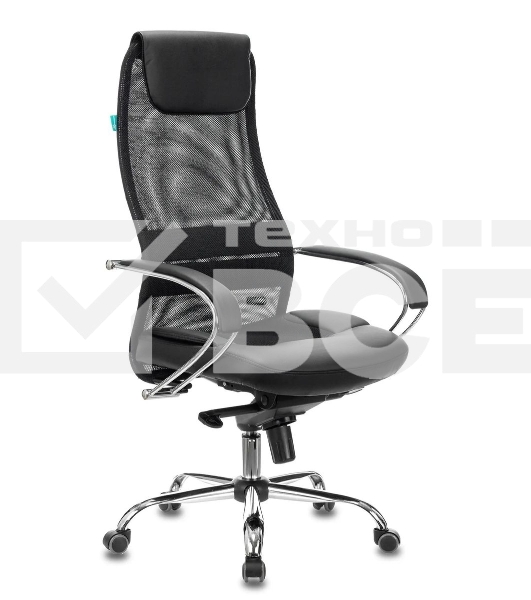 Кресло руководителя Бюрократ CH-609SL/BLACK TW-01 TW-11 черный, спинка сетка, искусст.кожа/ткань, крестовина хром